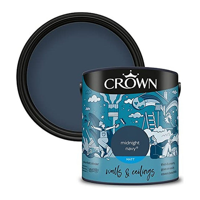 Crown Walls & Ceilings Matt Emulsion Paint 2.5 Litre - Midnight Navy