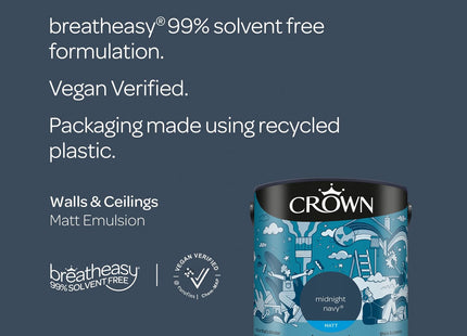 Crown Walls & Ceilings Matt Emulsion Paint 2.5 Litre - Midnight Navy