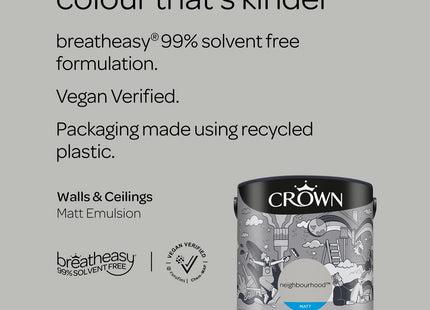 Crown Walls & Ceilings Matt Emulsion Paint 2.5 Litre - Neighbourhood