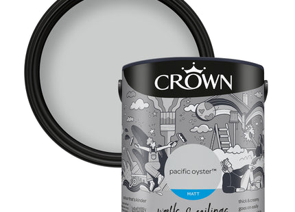 Crown Walls & Ceilings Matt Emulsion Paint Pacific Oyster 2.5 Litre