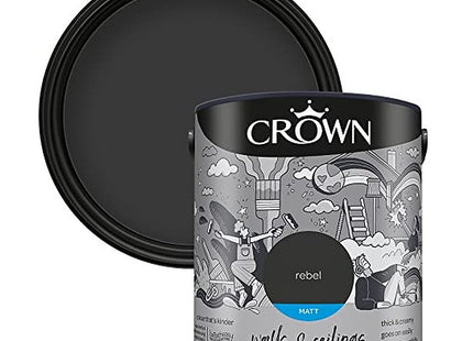 Crown Walls & Ceilings Charcoal Matt Emulsion Paint 2.5 Litre
