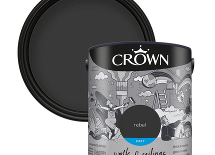 Crown Walls & Ceilings Charcoal Matt Emulsion Paint 2.5 Litre