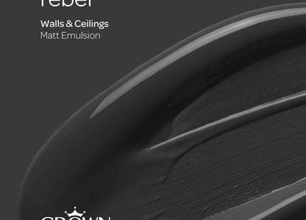 Crown Walls & Ceilings Charcoal Matt Emulsion Paint 2.5 Litre