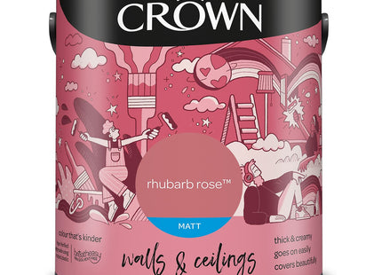 Crown 2.5 Litre Breatheasy Matt Emulsion Paint for Walls & Ceilings - Rhubarb Rose