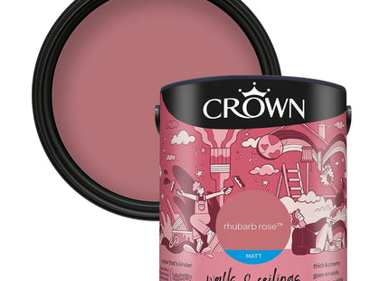 Crown 2.5 Litre Breatheasy Matt Emulsion Paint for Walls & Ceilings - Rhubarb Rose