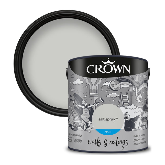 Crown Walls & Ceilings Matt Emulsion Paint Salt Spray 2.5 Litre