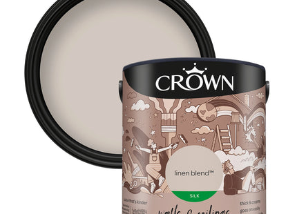 Crown Walls & Ceilings Silk Emulsion Paint Linen Blend 2.5 Litre