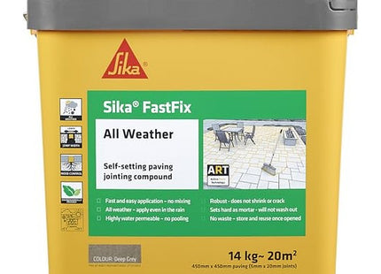 Everbuild Sika - FastFix All Weather Self-Setting Paving Jointing Compound - Ready to Use - No Mixing Required - Deep Grey - 14kg - 20 sq. m