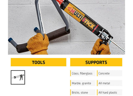 Everbuild Multi Stick - Hybrid Polymer Adhesive - Fast Curing - Waterproof - Weather And UV Resistant - Internal and External Use - White - 350ml
