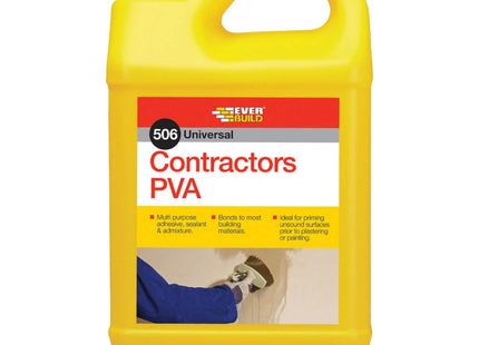 Everbuild 506 Universal Contractors PVA (SikaBond) - Primer, Sealer, Adhesive and Cement Admixture 5 Litre 6152