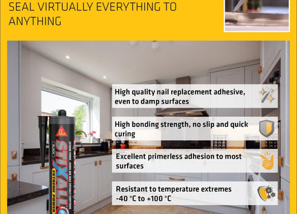 Everbuild Sika Stixall - Extreme Power Sealant and Adhesive - Waterproof - Black - 290ml