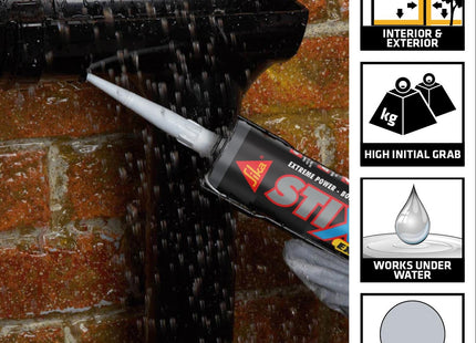 Everbuild Sika Stixall - Extreme Power Sealant and Adhesive - Waterproof - Grey - 290ml