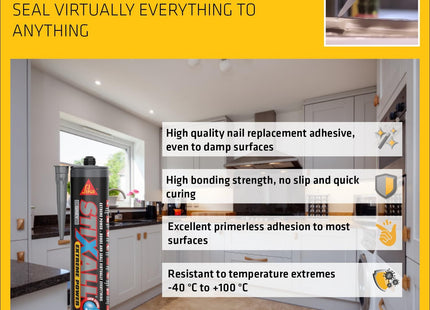 Everbuild Sika Stixall - Extreme Power Sealant and Adhesive - Waterproof - Grey - 290ml