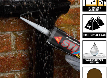 Everbuild Sika Stixall - Extreme Power Sealant and Adhesive - Waterproof - Brown - 290ml