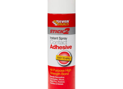 Everbuild Stick 2 All Purpose High Bond Strength Contact Spray Adhesive - Premium Grade - Internal and External Use - 500ml