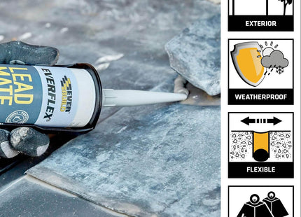Everbuild Everflex Lead Mate Sealant - Exceptional Adhesion - Neutral Cure - Lead Grey - 295ml
