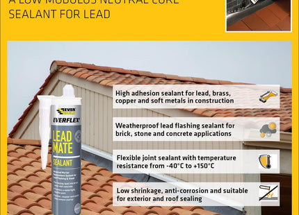 Everbuild Everflex Lead Mate Sealant - Exceptional Adhesion - Neutral Cure - Lead Grey - 295ml