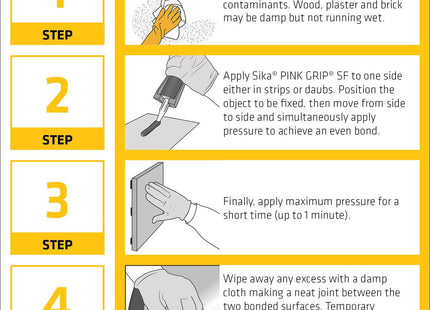 Everbuild Sika Pinkgrip Solvent Free Grab Adhesive - Overpaintable - Ideal for Interior Use - White - 380ml