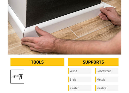 Everbuild Sika Pinkgrip Solvent Free Grab Adhesive - Overpaintable - Ideal for Interior Use - White - 380ml