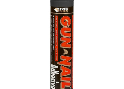 Everbuild Gun A Nail - High Strength Building Adhesive - Solvent-Free - Gap Filling - Quick Grab - White - 290ml Cartridge