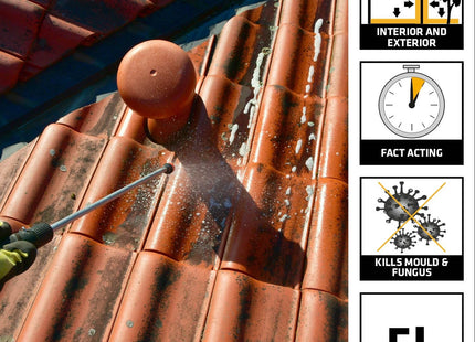 Everbuild 404 Fast Powerful Fungicidal Wash - Removes Lichens, Fungi and Algae - Exterior and Interior use - 5 Litre
