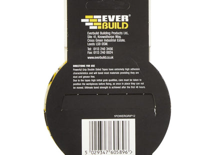 Everbuild Mammoth Powerful Grip Tape - Reinforced Double Sided Tape - Heavy Duty - Clear - 12mm x 2.5m