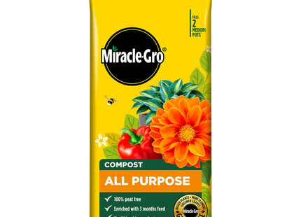 Miracle-Gro Peat-Free Premium All Purpose Compost 10 Litre Multi-Purpose Garden Soil Mix for Pots, Containers, Hanging Baskets & Outdoor Plants