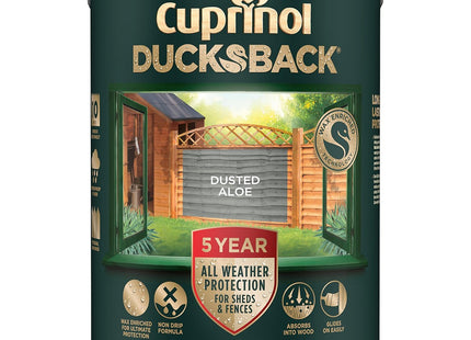 Cuprinol Ducksback 5 Year Waterproof for Sheds & Fences Dusted Aloe 5 Litre