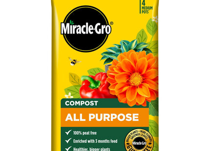 Miracle-Gro Peat Free Premium All Purpose Compost, 20 Litre, Brown