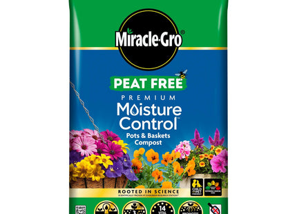 Miracle-Gro Peat Free Premium Moisture Control Compost, 40 Litre, Brown