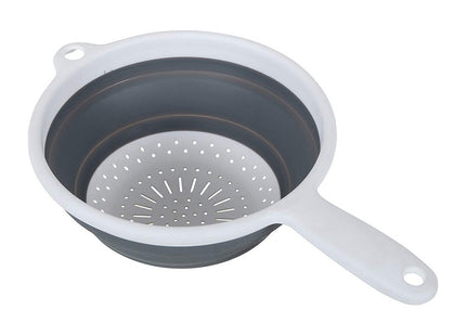 Addis Pop & Store 24cm Large Collapsible Food Colander with Handle, 9.5 inch, White and Grey, Plastic 518404