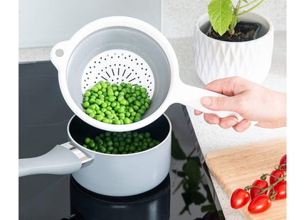 Addis Pop & Store 16.5cm Small Collapsible Food Colander with Handle, 6.5 inch, White and Grey, Plastic 518405