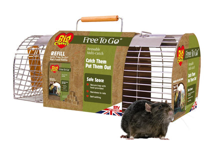 STV The Big Cheese Ready-Baited Multi-Catch Rat Cage Trap Poison-Free Welfare Friendly British Grain Safe Around Children and Pets Monitor