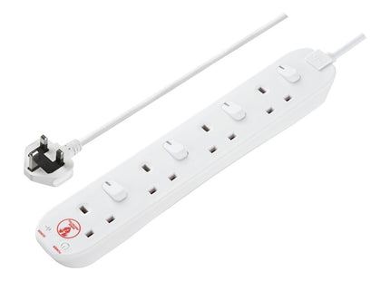 Masterplug Four Socket Extension Lead, 2 Metre Cable, 4-Way Plug Extension Cable 4g SWSRG4210N