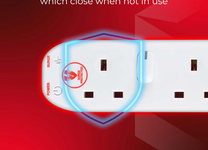 Masterplug Four Socket Extension Lead, 2 Metre Cable, 4-Way Plug Extension Cable 4g SWSRG4210N
