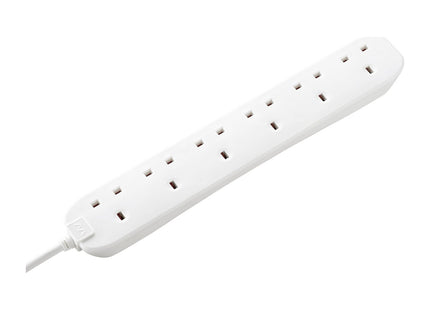 Masterplug Six Socket Extension Lead, 2 Metre Cable, Unswitched, 6-Way Plug Extension Cable, Power Strip, Basic Power, Black, 13A, 6g, 2m BSG210NB