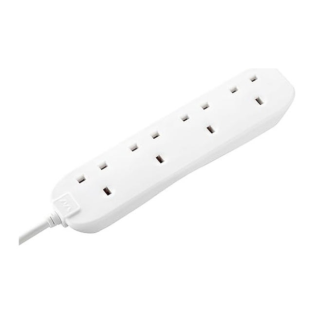 Masterplug Four Socket Extension Lead, 5 Metre Cable, Unswitched, 4-Way Plug Extension Cable, Power Strip, Basic Power, White, 13A, 4g, 5m BFG5N