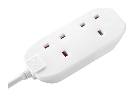Masterplug Two Socket Double Extension Lead, 5 Metre Cable, Unswitched, 2-Way Plug Extension Cable, Power Strip, Basic Power, White, 13A, 2g, 5m BTG5N
