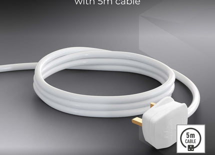 Masterplug Two Socket Double Extension Lead, 5 Metre Cable, Unswitched, 2-Way Plug Extension Cable, Power Strip, Basic Power, White, 13A, 2g, 5m BTG5N