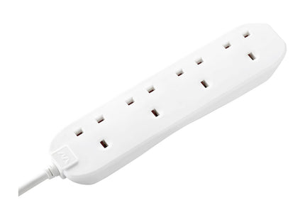 Masterplug Four Socket Extension Lead, 2 Metre Cable, Unswitched, 4-Way Plug Extension Cable, Power Strip, Basic Power, White, 13A, 4g, 2m BFG210N