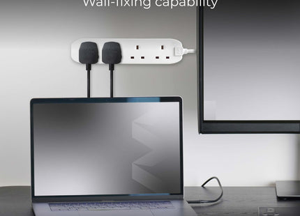 Masterplug Four Socket Extension Lead, 2 Metre Cable, Unswitched, 4-Way Plug Extension Cable, Power Strip, Basic Power, White, 13A, 4g, 2m BFG210N