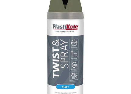 PlastiKote Premium Matt Aerosol Spray Paint Olive Green 400ml