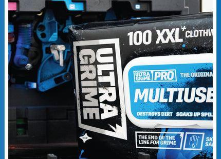 UltraGrime Pro Multiuse Wet Wipes Heavy-Duty Cleaning Cloths & Hand Wipes Alcohol-Free Extra Large Professional Cloth Wipes