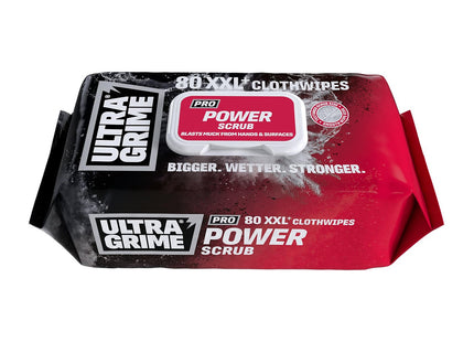 UltraGrime Pro Power Scrub Wet Wipes Heavy-Duty Cleaning Cloths & Hand Wipes Multi Purpose Kitchen, Extra Large Professional Wipes