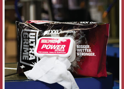 UltraGrime Pro Power Scrub Wet Wipes Heavy-Duty Cleaning Cloths & Hand Wipes Multi Purpose Kitchen, Extra Large Professional Wipes