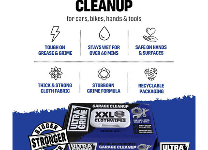 UltraGrime Garage Wet Wipes Heavy Duty XXL Cleaning Cloths