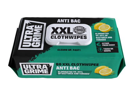 UltraGrime Antibacterial Wet Wipes Alcohol-Free Antiseptic Heavy-Duty Cleaning Cloths & Hand Wipes White 80 Wipes 5640