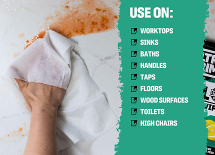 UltraGrime Antibacterial Wet Wipes Alcohol-Free Antiseptic Heavy-Duty Cleaning Cloths & Hand Wipes White 80 Wipes 5640