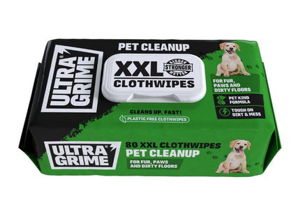 UltraGrime Pet Cleaning Wet Wipes for Dogs & Cats - Extra Large Dog Wipes for Paws, Eyes & Ears - Gentle Pet Grooming Wipes for White 80 Wipes 5670