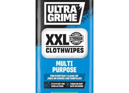 UltraGrime Multi-Purpose XXL Wet Wipes Heavy-Duty Dirt & Grime Cleaning for Home, Plastic-Free Soft Cleaning Cloths